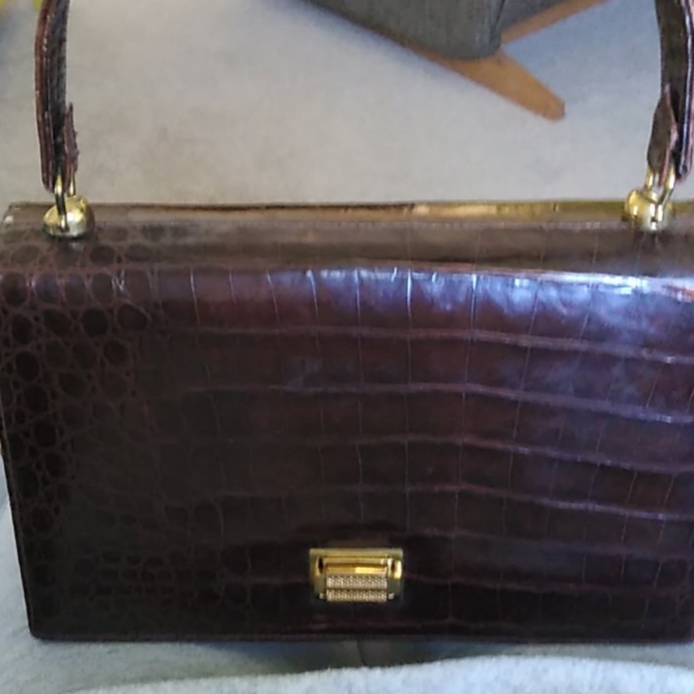 Sterling USA vintage Alligator handbag 1950